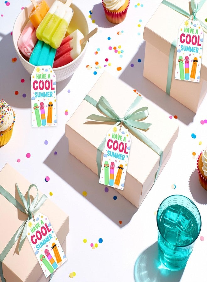 Serencatcher 50pcs Last Day of School Gift Tags, Ice Pops Have a Cool Summer Thank You Tags with String for Students End of School Year Summer Party Decorations Ice Pops Party Favors - Image 3